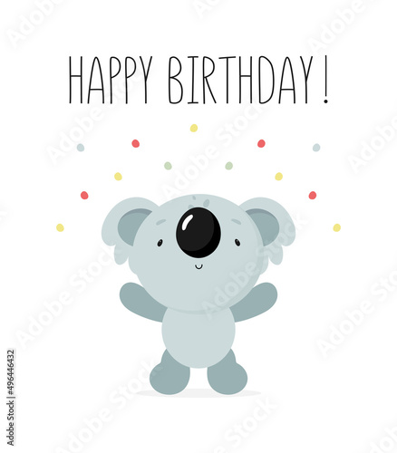 Cute Koala. Cartoon style. Vector illustration. For kids stuff, card, posters, banners, children books, printing on the pack, printing on clothes, fabric, wallpaper, textile or dishes.
