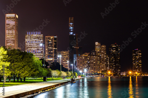 Chicago at night  Illinois