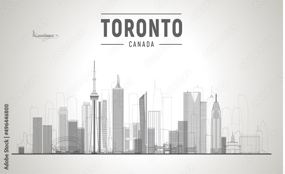 Toronto (Canada) city line skyline vector vector illustration. Business travel and tourism concept with modern buildings. Image for banner or web site.