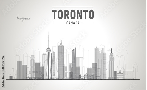 Toronto (Canada) city line skyline vector vector illustration. Business travel and tourism concept with modern buildings. Image for banner or web site.