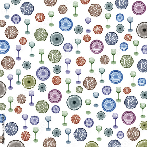 Pattern of various crystal objects, individually photographed with an x-ray machine.