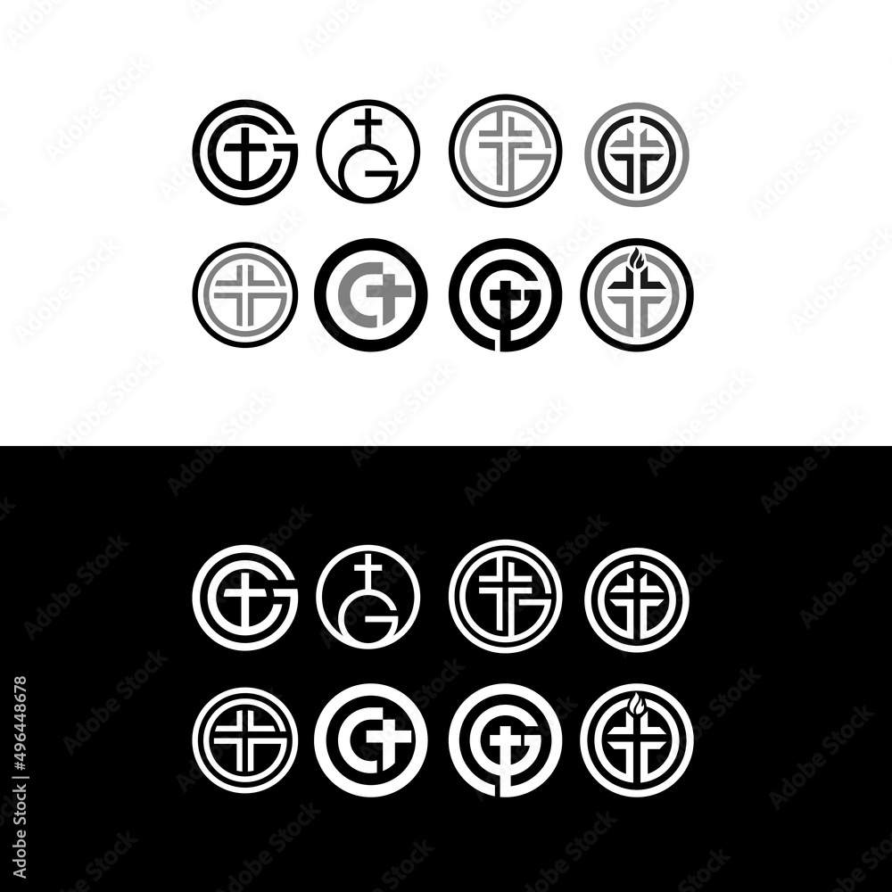 Set initial letter g with symbol church logo design inspiration Set initial letter g with symbol church logo design inspiration