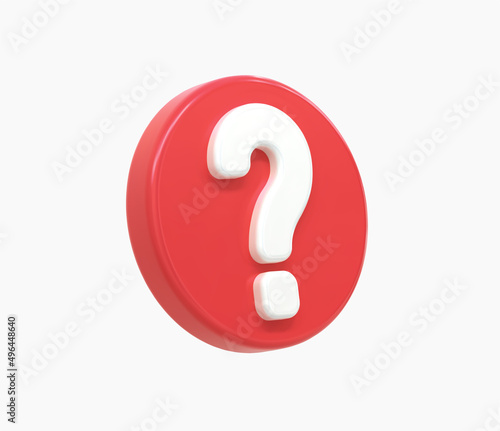 3d Realistic Red question mark button vector Illustration