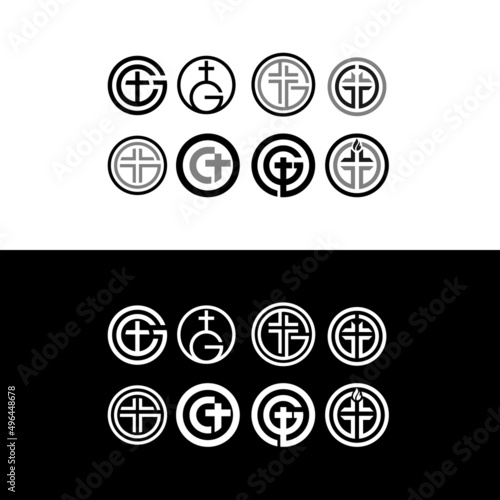 Set initial letter g with symbol church logo design inspiration