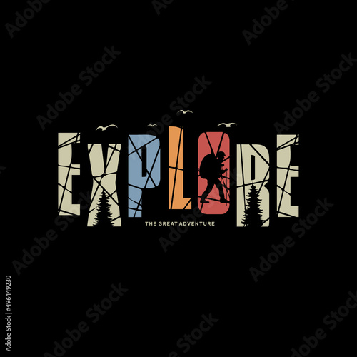 explore  typography for print t shirt vector
 photo