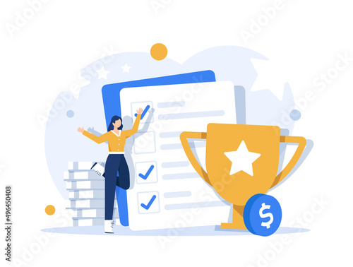 Successful completion of business tasks,flat design icon vector illustration photo