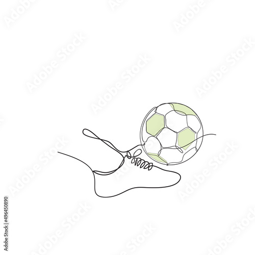 continuous line drawing soccer ball illustration vector isolated drawn