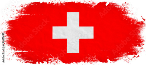Switzerland background banner pattern template - Abstract brushstroke paint brush splash in the colors of swiss flag, isolated on white texture photo