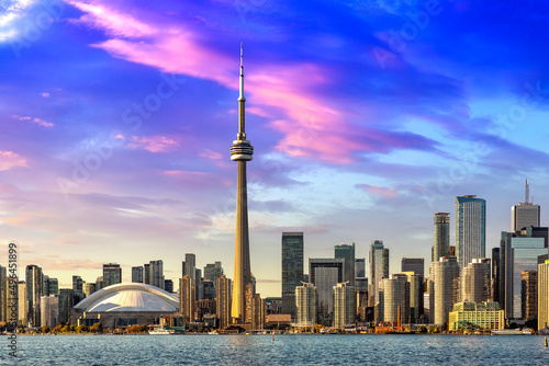 Toronto and CN Tower at sunset photo