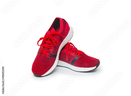 Red sneakers isolated on the white background