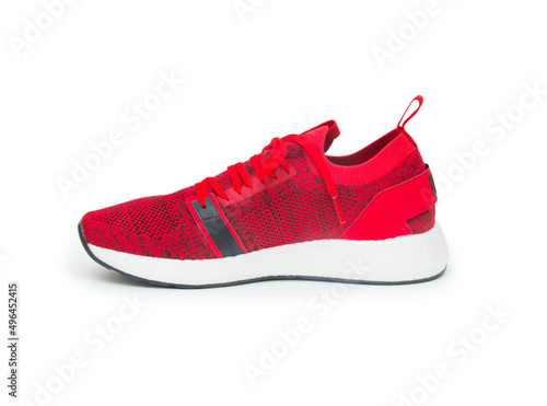 Red sneakers isolated on the white background