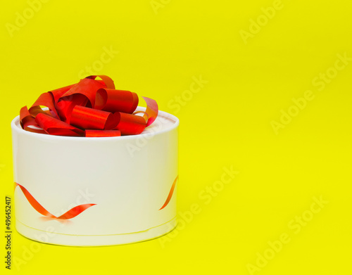 Gift Box isolated on the yellow background