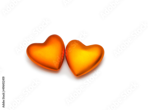 Two Red Hearts On The White Background