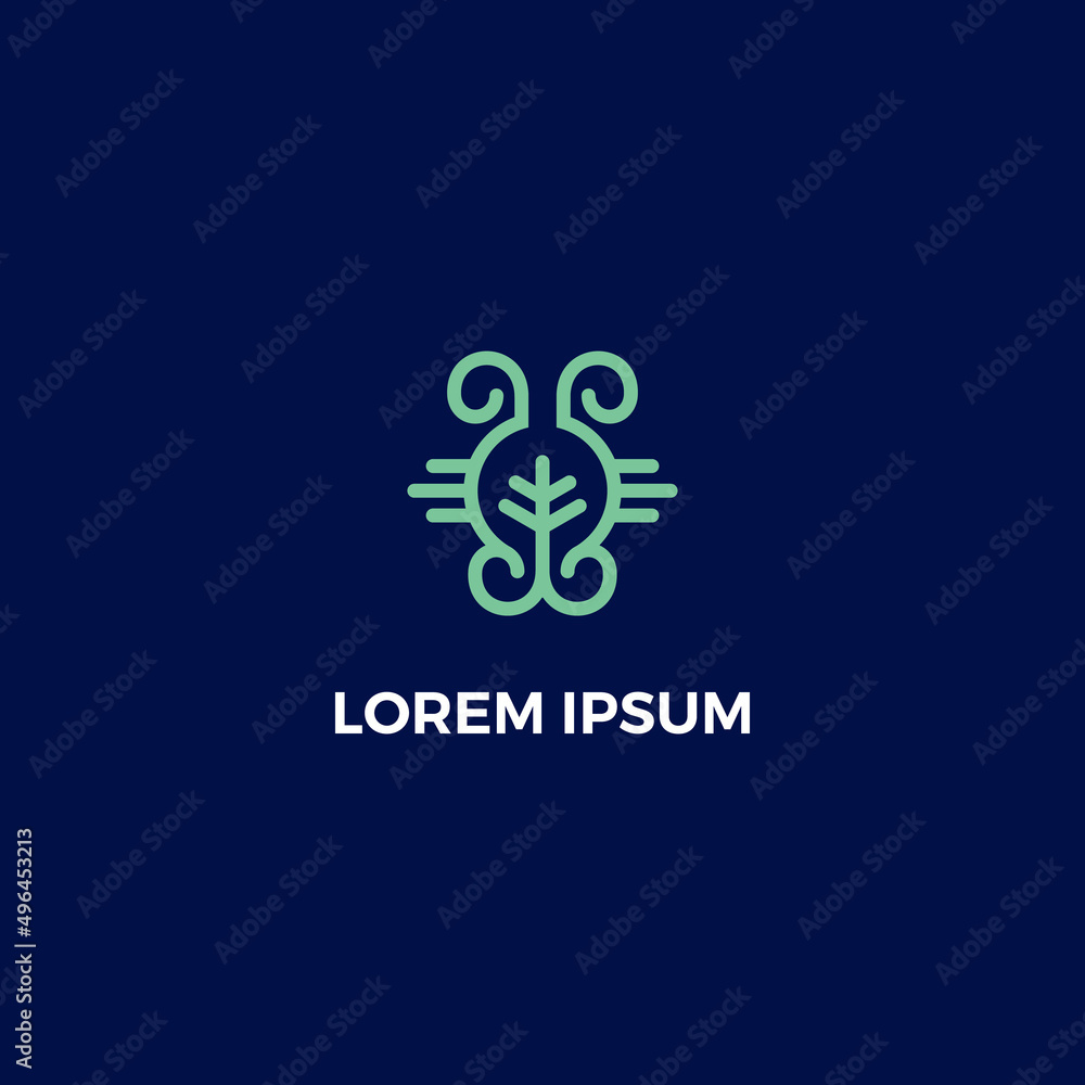 Fototapeta premium Line art leaf logo design inspiration