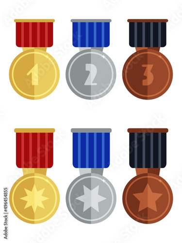 set of gold and silver and  bronze medals