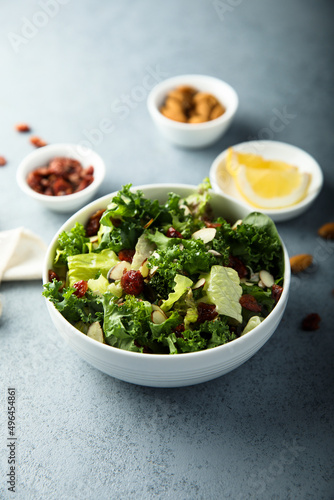 Healthy kale salad with cranberry and almond