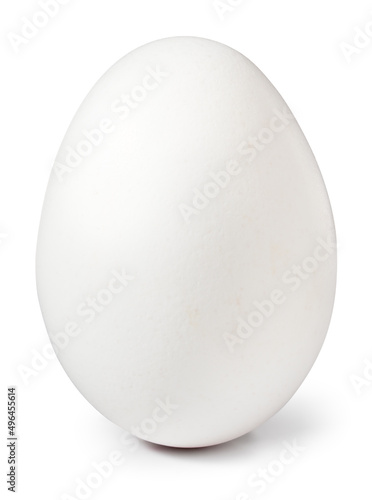 White egg isolated on white background. Egg with clipping path. Full depth of field.
