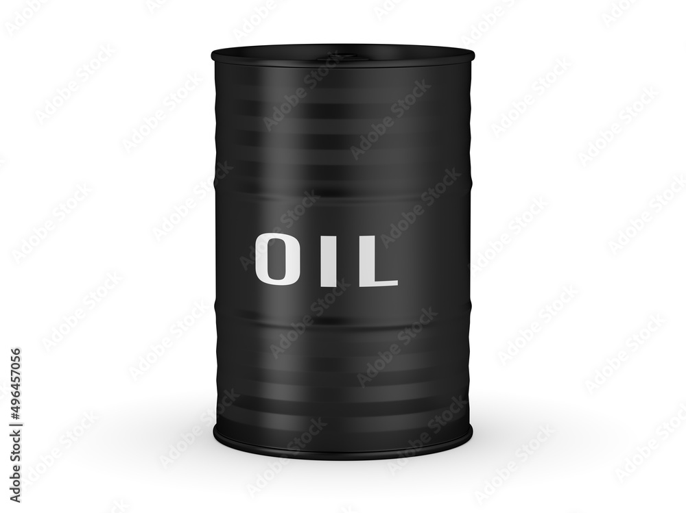 Black metal barrel with oil isolated on white background Black metal barrel with oil isolated on white background