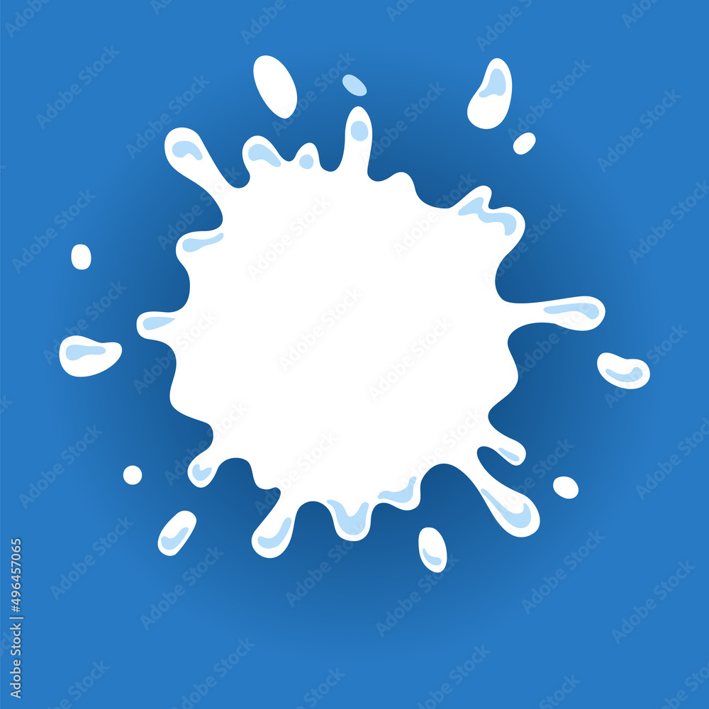 Milk label with drops and splashes. Milk badge of creative package. Liquid amoeba shape. Vector design milk symbol. Background with place for text Milk label with drops and splashes. Milk badge of creative package. Liquid amoeba shape. Vector design milk symbol. Background with place for text