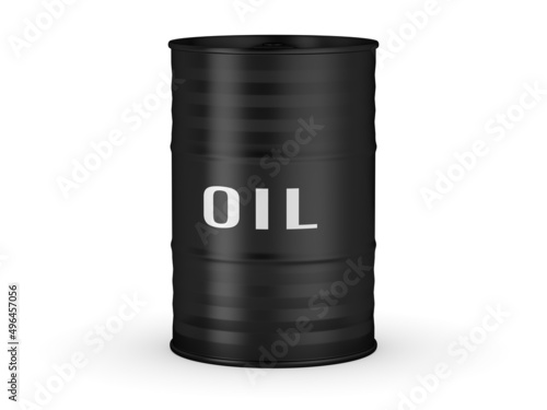 Black metal barrel with oil isolated on white background