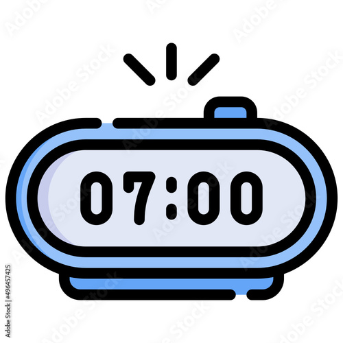ALARM CLOCK filled outline icon,linear,outline,graphic,illustration