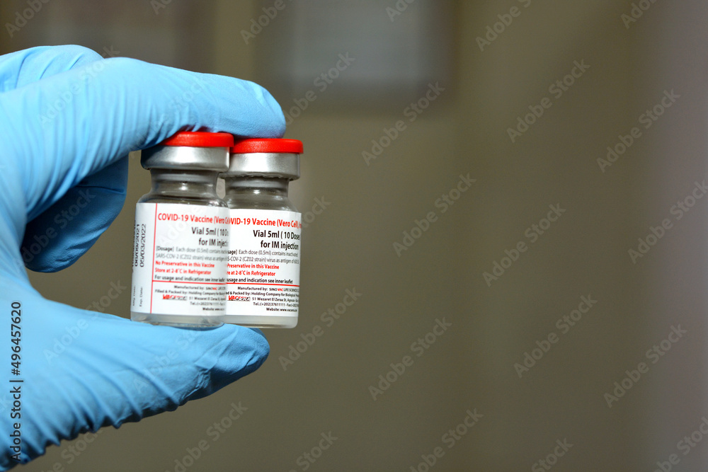 Cairo, Egypt, October 9 2021 Coronavirus vaccine, Covid19 vaccination