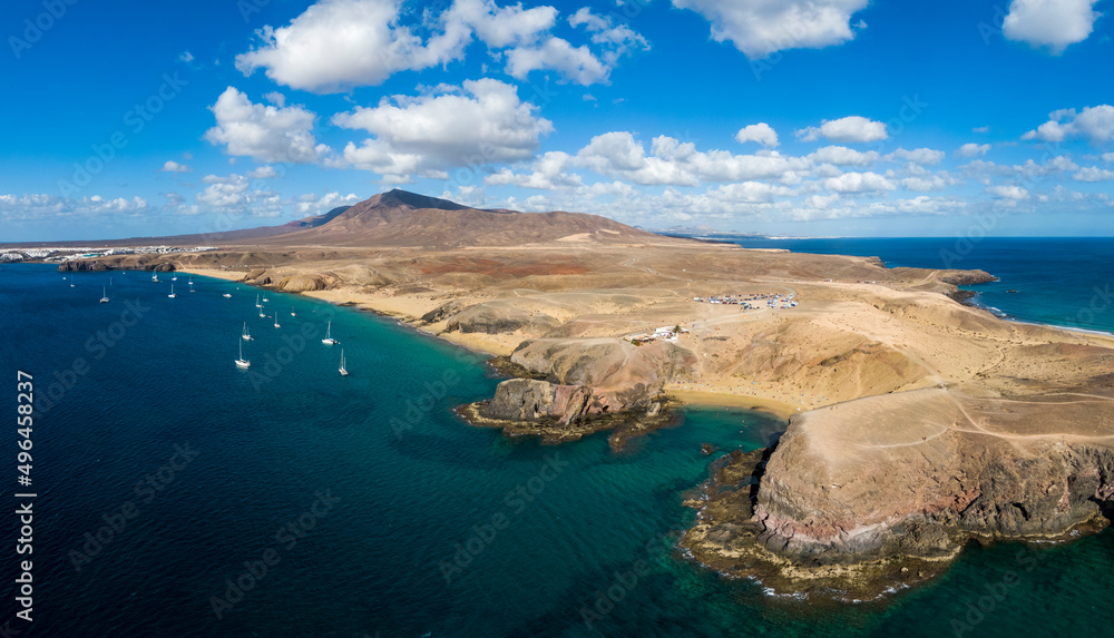The beaches on the southern coast of the spanish island of Lanzarote