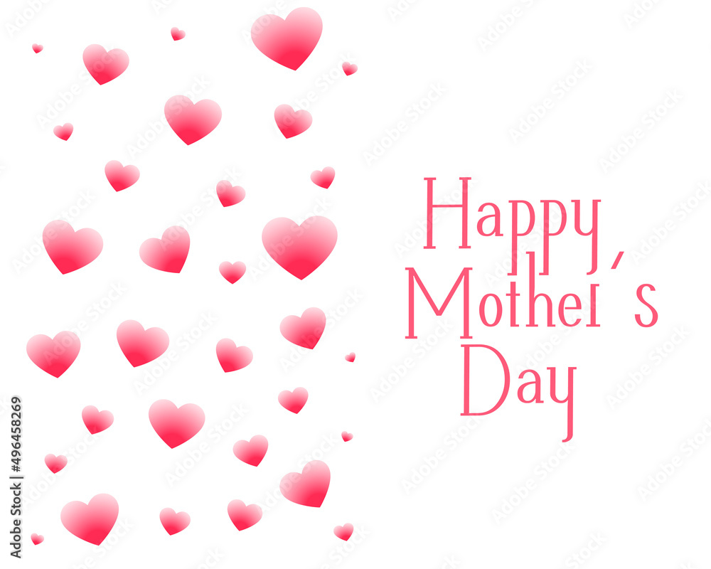 happy mothers day poster with floating love hearts