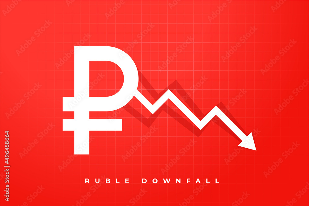 ruble currency downfall red background ruble currency downfall red background