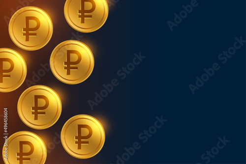 ruble coins russian currency background with text space