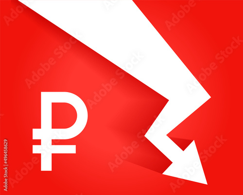 economic downfall with russian ruble falling down