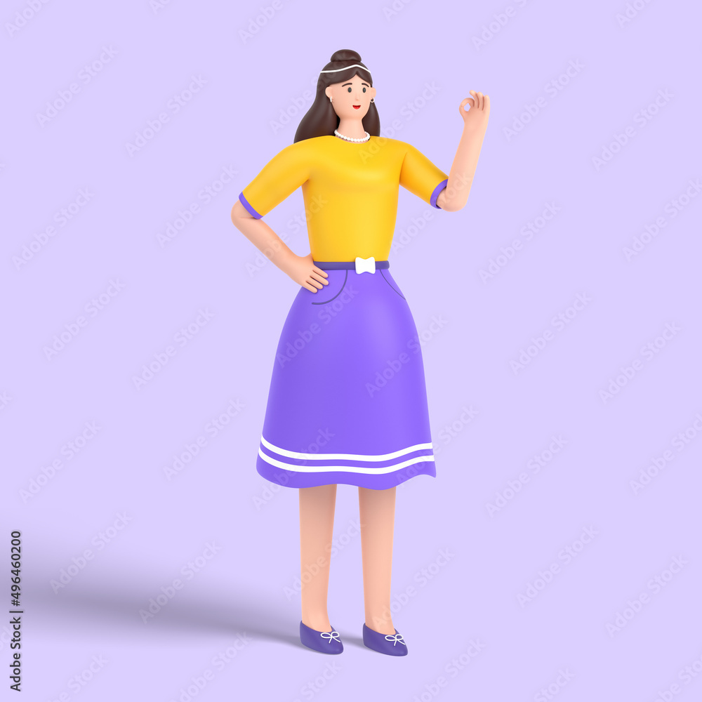 3d female character showing nice gesture pose 3d female character showing nice gesture pose