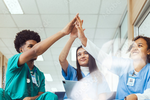 A group of medical students are happily discussing their future dreams.