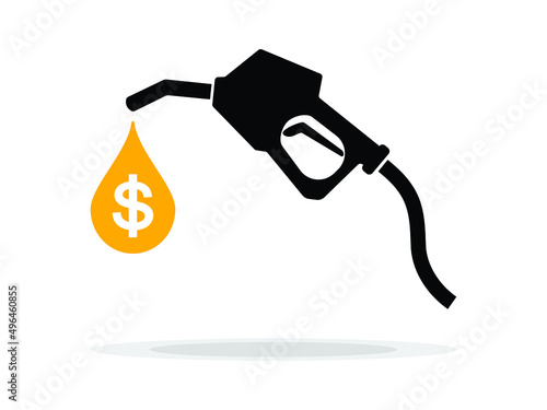 Fuel pump nozzle sign.Gasoline, Gas station icon. Vector illustration of fueling nozzle gasoline, diesel, gas isolated on white background. Petroleum fuel pump template. Pump nozzle, oil dripping.