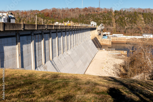 Bagley Dam across the Osage River holds back water for Lake of the Ozarks, Missouri
 photo
