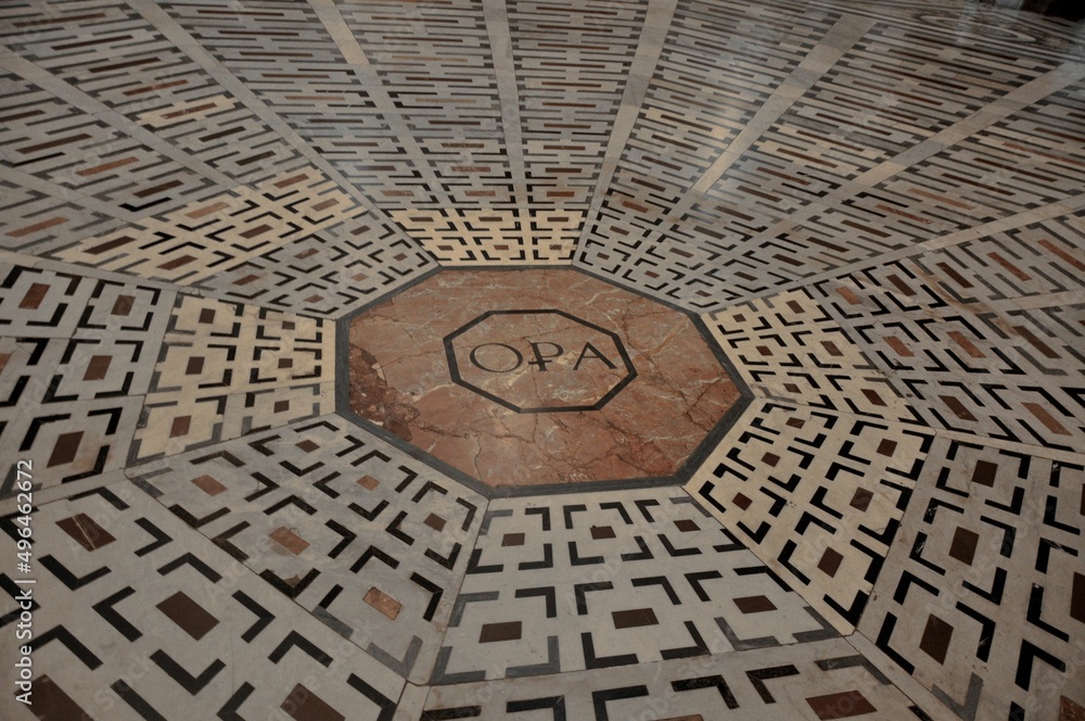 The floor in Italian catherdral. - obrazy, fototapety, plakaty 