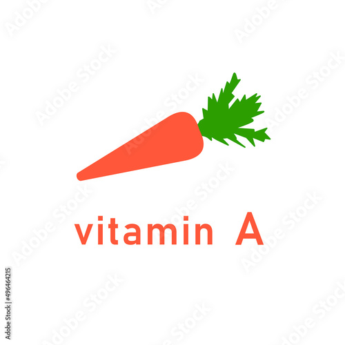 Vitamin A flat concept. Carrot ingredient for health. Natural vegetable icon. Vector 