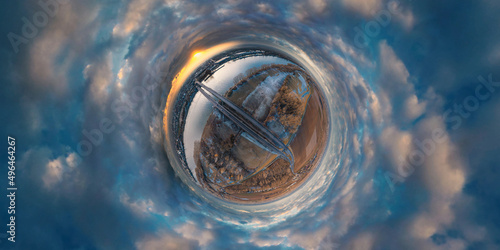 little planet nibelung bridge worms germany photo