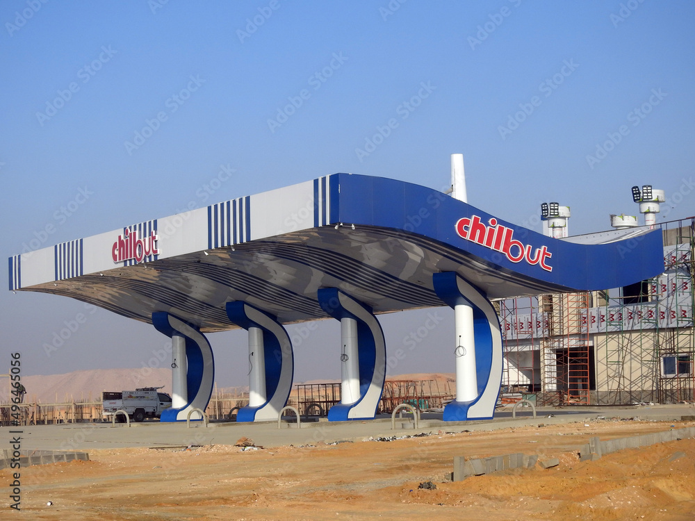 Cairo, Egypt, December 18 2021 Chillout gas and oil station that is