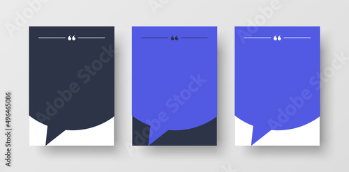 Speech Bubble Quote Template Set. Blank Speech Bubble Shape with Quotation Marks and Copy Space for Quotes.