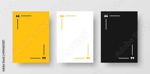 Quote Frame Template Set. Corner Borders with Quotation Marks Isolated on Coloured Backgrounds. Blank Text Box Vector for Quotes