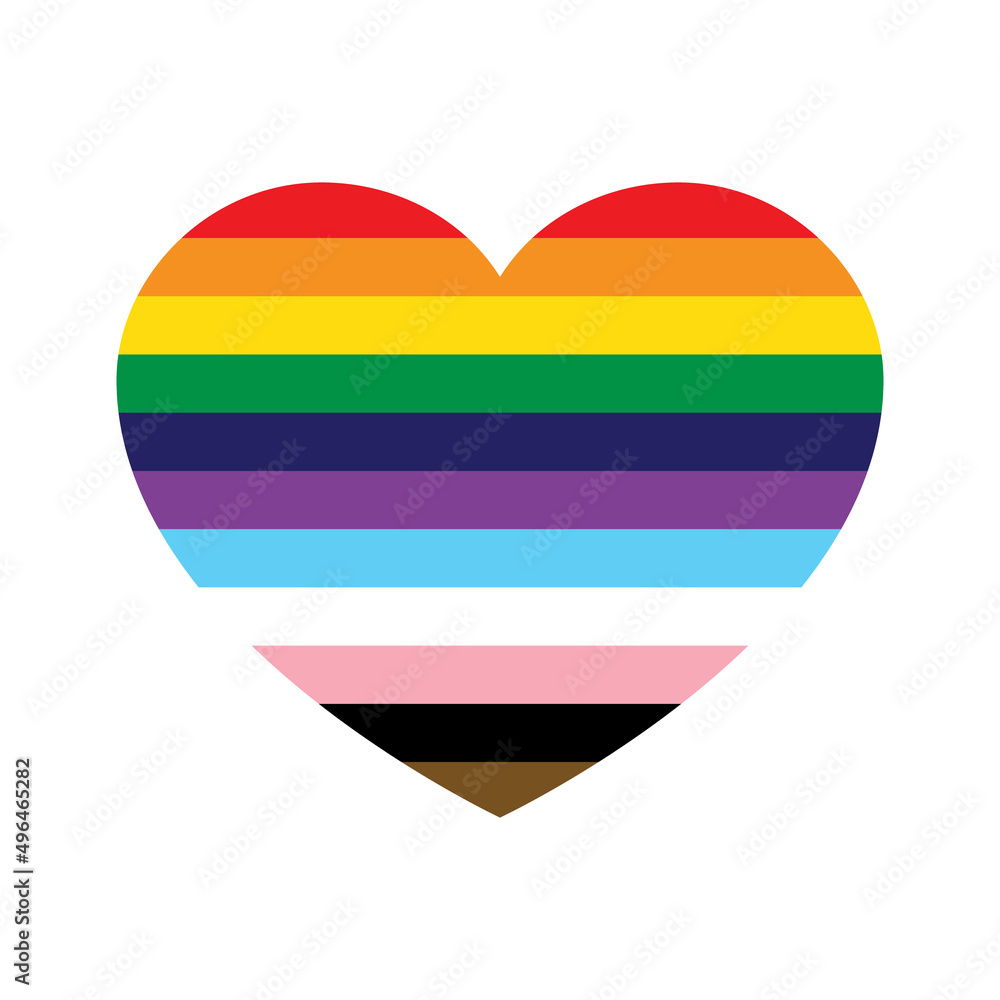 LGBTQ Pride Heart. Heart Shape with LGBT Progress Pride Rainbow Flag  Pattern Stock Vector