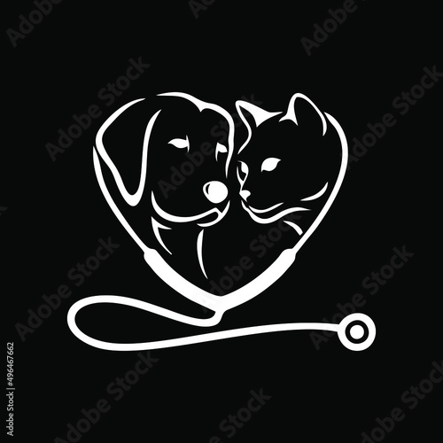 dog, cat and stethoscope combination, describe care