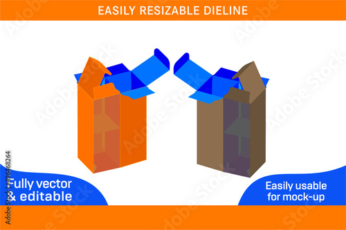 Cosmetic packaging box dieline template and 3D box design