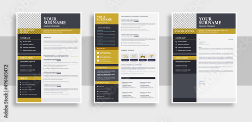 Resume and Cover Letter, Minimalist resume cv template design