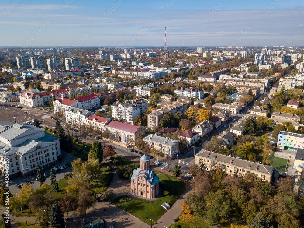 St. Paraskevi's Church in Chernigov. Aerial drone view.