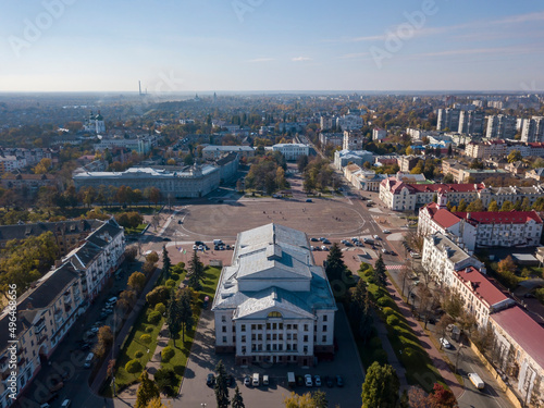 Cityscape of Chernihiv. Aerial drone view.