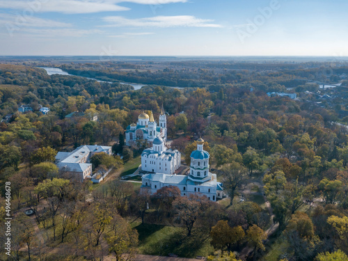 Transfiguration Cathedral in Chernigov. Aerial drone view. photo