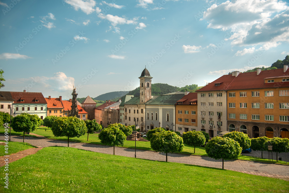 Beautiful historic mining town in the central Europe, Kremnica, Slovakia. 