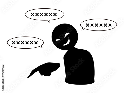 誹謗中傷イメージのシンプルな黒い人の素材